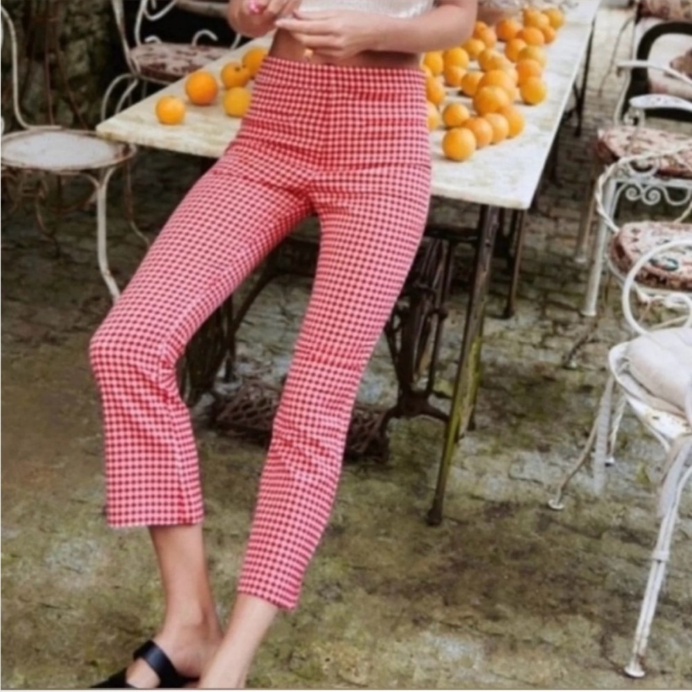 Zara red gingham mini checkered pants
